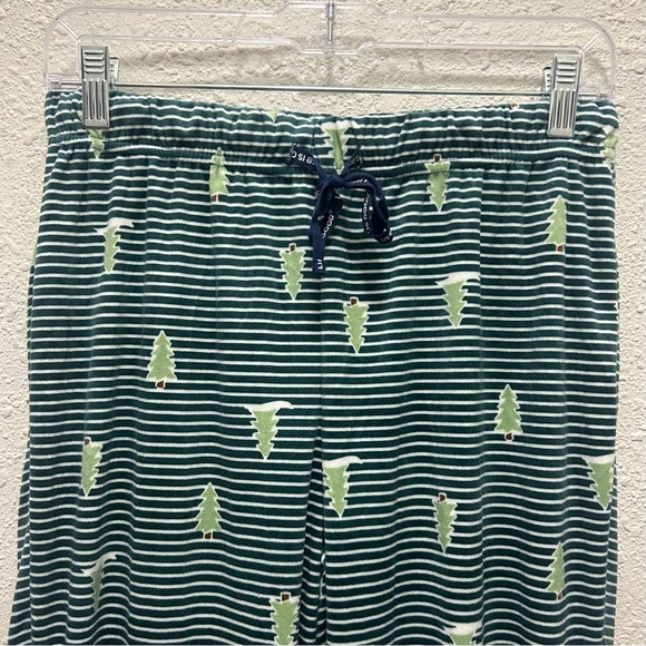 Life is Good Soft Christmas Green Stripe and Tree Print Pajama Joggers NWOT S - Picture 2 of 5